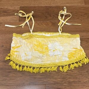 Skylar + Madison Yellow Floral Tassel Crop Top